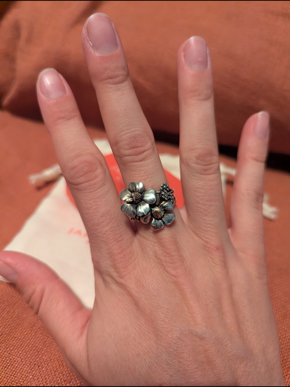 RETIRED James Avery Blossoms and Bee Ring, Size 7 - Picture 2 of 4